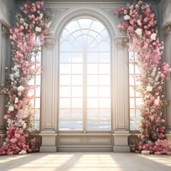 Fototapeta na wymiar Background wedding with floral generative AI