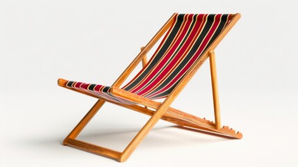 Striped deck chair on white background