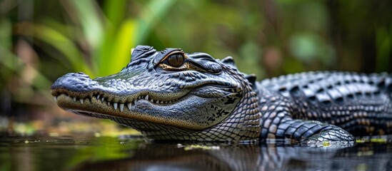 Fototapeta premium Captivating Florid Alligator at Myakk State Park: An Unparalleled Florid Alligator Encounter in the Heart of Myakk State Park
