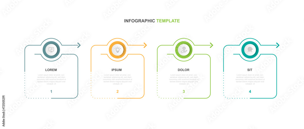 Poster Design template infographic vector element with 4 step line process suitable for web presentation and business information