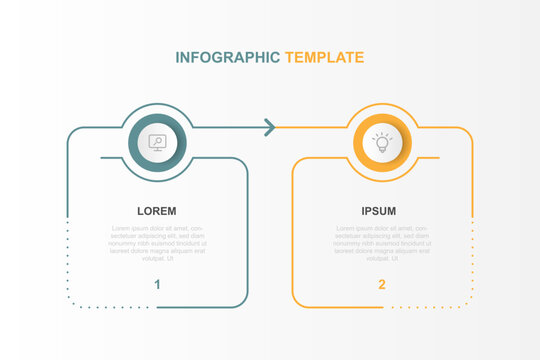 Design template infographic vector element with 2 step line process suitable for web presentation and business information