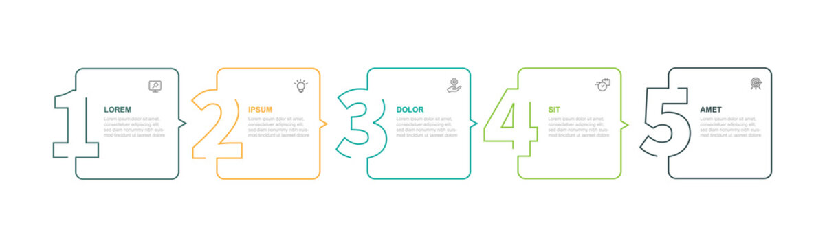 Vector design template infographic element with 5 step progress suitable for web presentation and business information