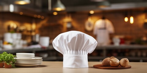 Fototapeta na wymiar Chef's Hat in Restaurant Kitchen