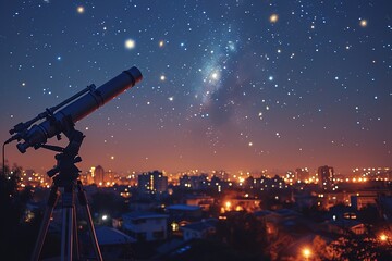 A surprise rooftop stargazing experience with a telescope for a celestial night