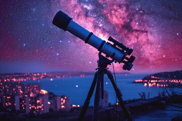 A surprise rooftop stargazing experience with a telescope for a romantic night