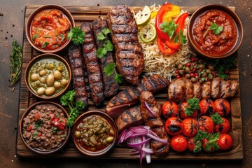 Delicious grilled meat with vegetables professional advertising food photography