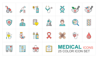 Medical icon set color vector 