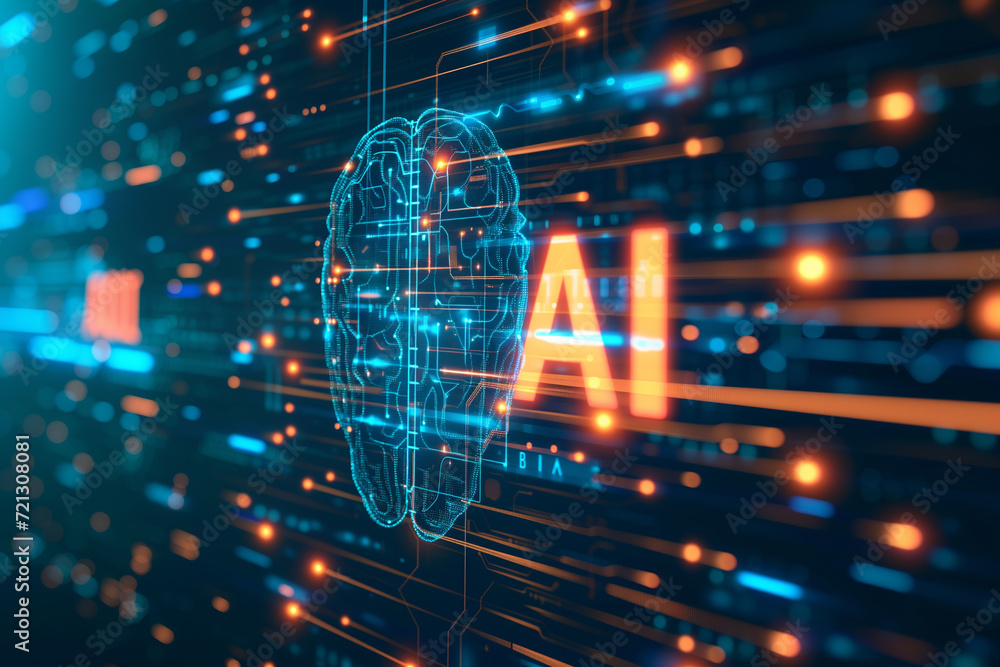 Poster ai globe with hi-tech circuit board technology background.
