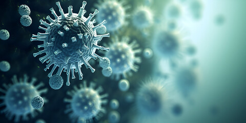 Fototapeta na wymiar viruses infectious diseases close-up microscopy pathogenic organisms with bokeh background