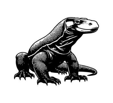 Komodo dragon hand drawn vector illustration