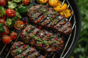 Delicious grilled meat with vegetables professional advertising food photography