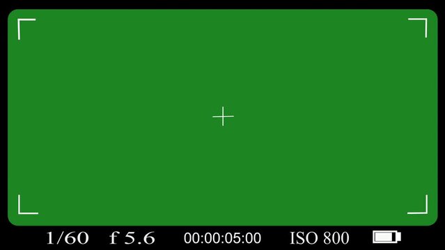 Recording screen overlay. The video camera screen during video recording has a green background and a black frame.