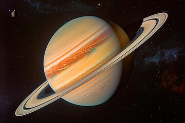 Planet Saturn with it's rings in outer deep space