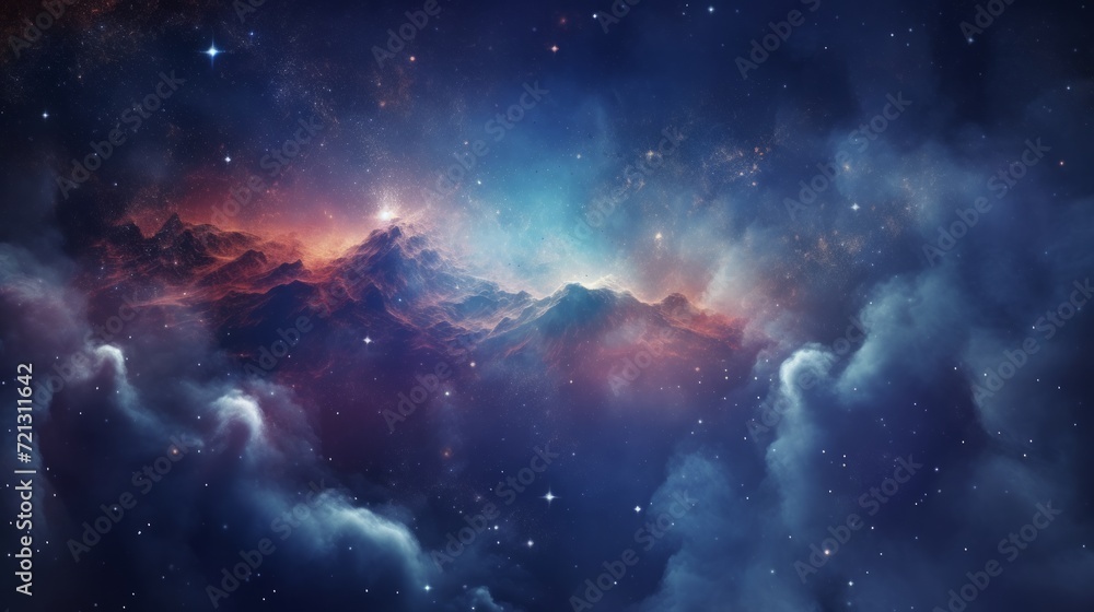 Wall mural space background with realistic nebula and shining stars. neural network ai generated art