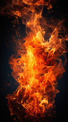 Obraz premium Fire flames on a black background. Design element. Abstract background .