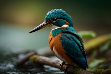 Kingfisher bird detailed close-up