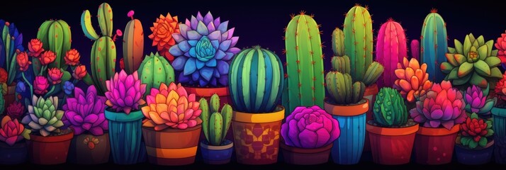 abstract background of colorful cacti