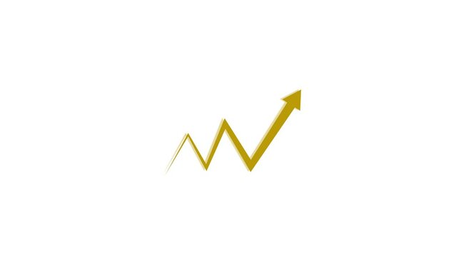 Animated financial growth chart with Arrow . Growth bar chart of economy.  