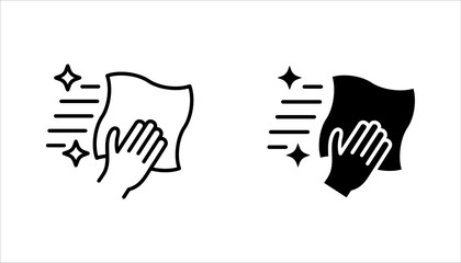 Cleaning cloth line icon set. Wipe with a rag symbol. Housekeeping equipment sign. vector illustration on white background