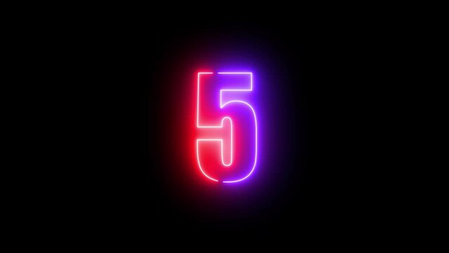 10 seconds countdown timer animation - Neon glowing countdown number
