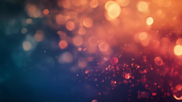Background overflowing with blue and orange blurred effects and particles of light
