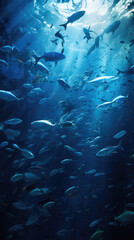 Fototapeta na wymiar Underwater view of a school of fish in the Red Sea, Egypt
