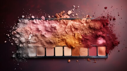 Eyeshadow palette texture cosmetics coloured powder makeup. Neural network AI generated art
