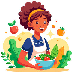 girl with vegetables
