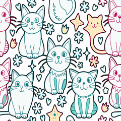 seamless pattern with cats