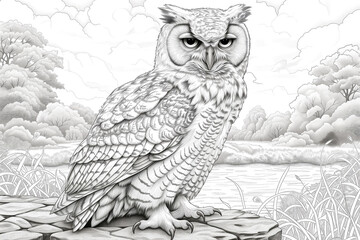 Naklejka premium beautiful owl coloring book for children and adults