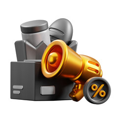 PNG 3D Promotion icon isolated on a white background