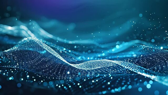 Abstract dynamic pattern created by a digital wave with multiple dots and particles. digital technology and the internet. Generative AI