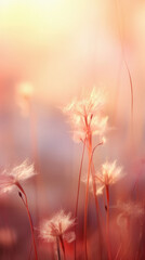 Soft focus of grass flower in the field at sunset with copy space .