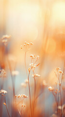 Beautiful wildflowers in the meadow at sunset. Soft focus .