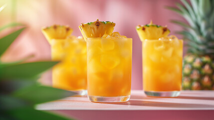 cold summer pineapple cocktail, generated ai