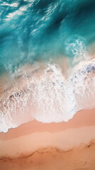 Fototapeta na wymiar Aerial view of a tropical beach with turquoise ocean waves