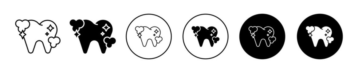 Tooth cleaning vector icon set collection. Tooth cleaning Outline flat Icon.