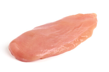 Raw chicken breast, isolated on white background.