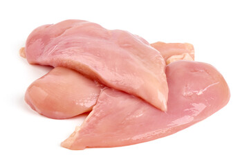 Raw chicken breast, isolated on white background.