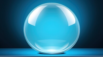 glass sphere on blue background