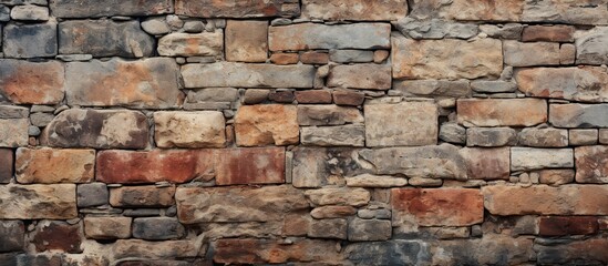 Background old red brick wall texture, vintage stone surface as backdrop.