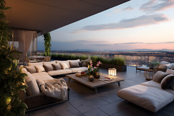 Fototapeta na wymiar Luxury Penthouse Apartments with Private Terraces