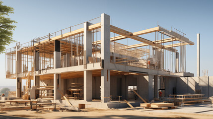 building under construction, industrial development, construction site engineering