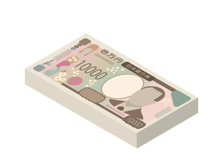 日本の新一万円札の札束