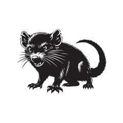 Silent Predators: Tasmanian Devil Silhouette Set Illustrating the Stealthy and Predatory Nature of This Iconic Creature - Tasmanian Devil Illustration - Tasmanian Devil Vector - Animal Silhouette 