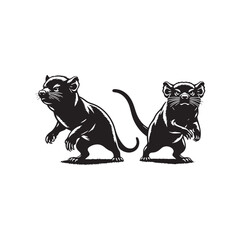 Nocturnal Essence: Tasmanian Devil Silhouette Series Evoking the Intriguing Nocturnal Spirit of This Enigmatic Creature - Tasmanian Devil Illustration - Tasmanian Devil Vector - Animal Silhouette 