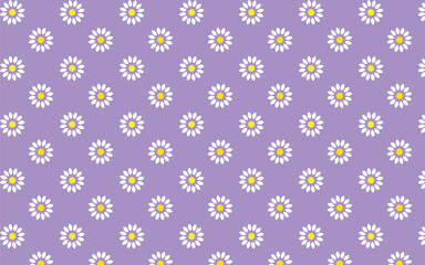Simple floral seamless pattern with daisies on purple background