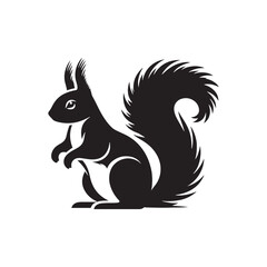 Energetic Woodland Spirits: Squirrel Silhouette Series Evoking the Energetic and Spirited Essence of Forest Life - Squirrel Illustration - Squirrel Vector - Animal Silhouette Vector
