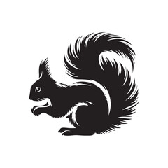 Silhouetted Forest Frolic: Squirrel Silhouette Collection Depicting Lively Woodland Antics - Squirrel Illustration - Squirrel Vector - Animal Silhouette Vector
