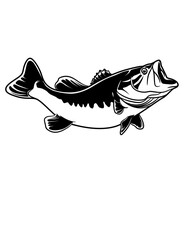 Bass Fish Illustration, Bass Clipart, Lake Fishing Cut File, Angler Dad T-shirt Design, River Angling Stencil, Large Mouth Bass Fishing, Fishing Life Vector, Fisherman Life